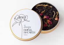 Customizable tin container with lid, containing loose leaf tea, for Bridal Shower by Lulu Island Honey