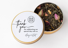 Vancouver Asian Wedding Favours. Loose tea leaves inside gift tin. Lulu Island Honey