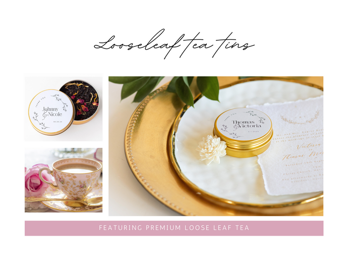 Looseleaf tea tins. Favours by Lulu Island Honey