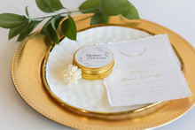 Gold tins with premium tea.  Wedding favors by Lulu Island Honey.