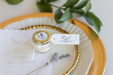 1 oz soy candle favor in lavender scent, packaged by Lulu Island Honey. Ideal for bridal shower favors