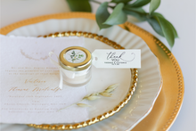 1 oz soy candle favor in vanilla scent, packaged by Lulu Island Honey. Ideal for wedding and baby and bridal shower.