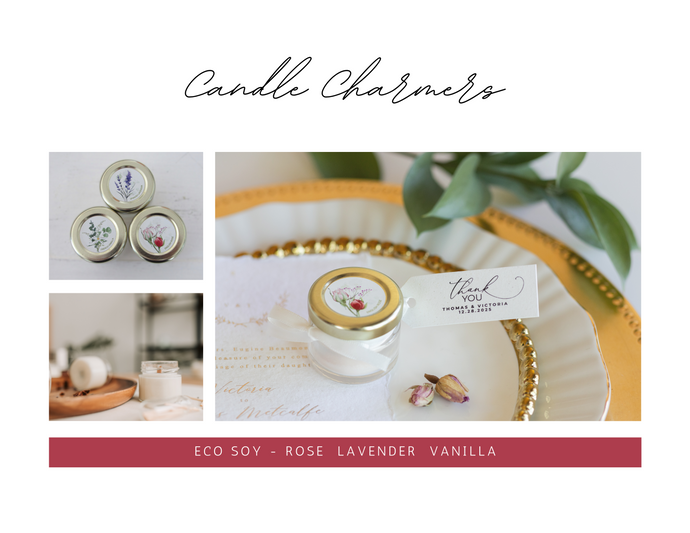 1 oz soy candle favour poured by Lulu Island Honey. Ideal for  weddings and bridal and baby showers.